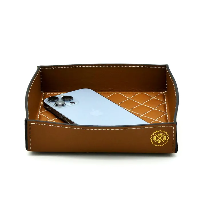 Visual SOFT PIN TRAY IN SMOOTH LEATHER WITH DIAMOND QUILTING