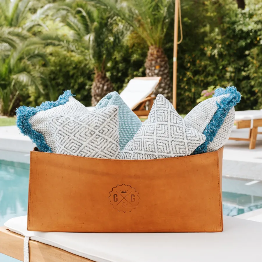 Visual RECTANGULAR VEGETABLE TANNING LEATHER BASKET