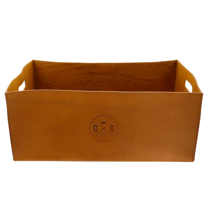 Visual RECTANGULAR VEGETABLE TANNING LEATHER BASKET