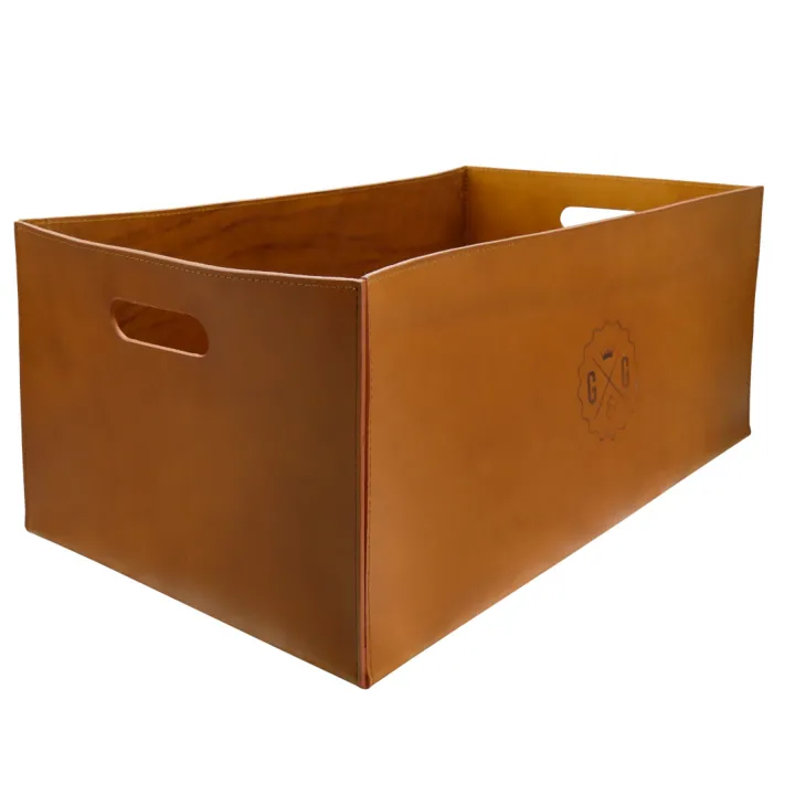 Visual RECTANGULAR VEGETABLE TANNING LEATHER BASKET