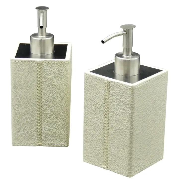 Visual LUXURIOUS WOOD BOX & LIQUID DISPENSER COVERED IN LEATHER