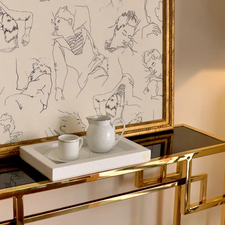 Visual RECTANGULAR TRAY COVERED IN GRAINED LEATHER