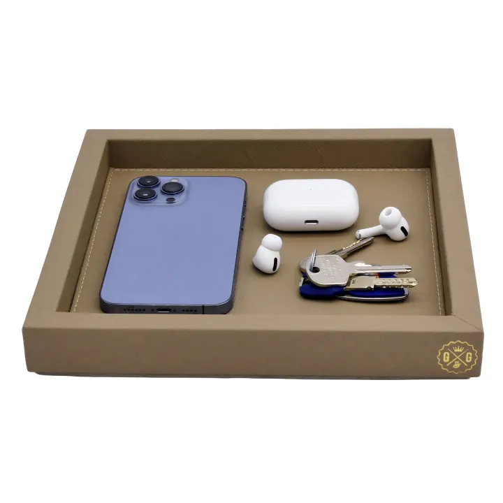 Visual SQUARE  RIGID PIN TRAY COVERED IN GRAINED LEATHER