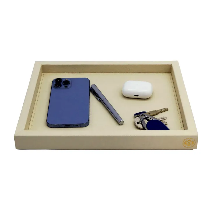 Visual RECTANGULAR  RIGID PIN TRAY COVERED IN GRAINED LEATHER