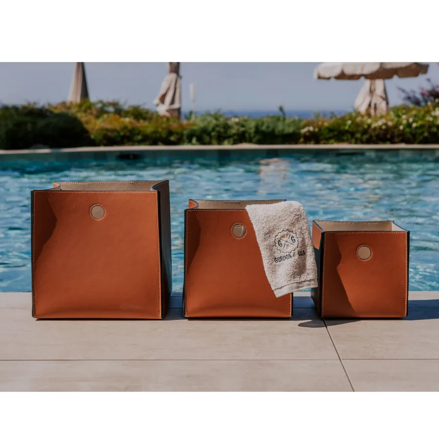Visual SQUARE SMOOTH LEATHER BASKET