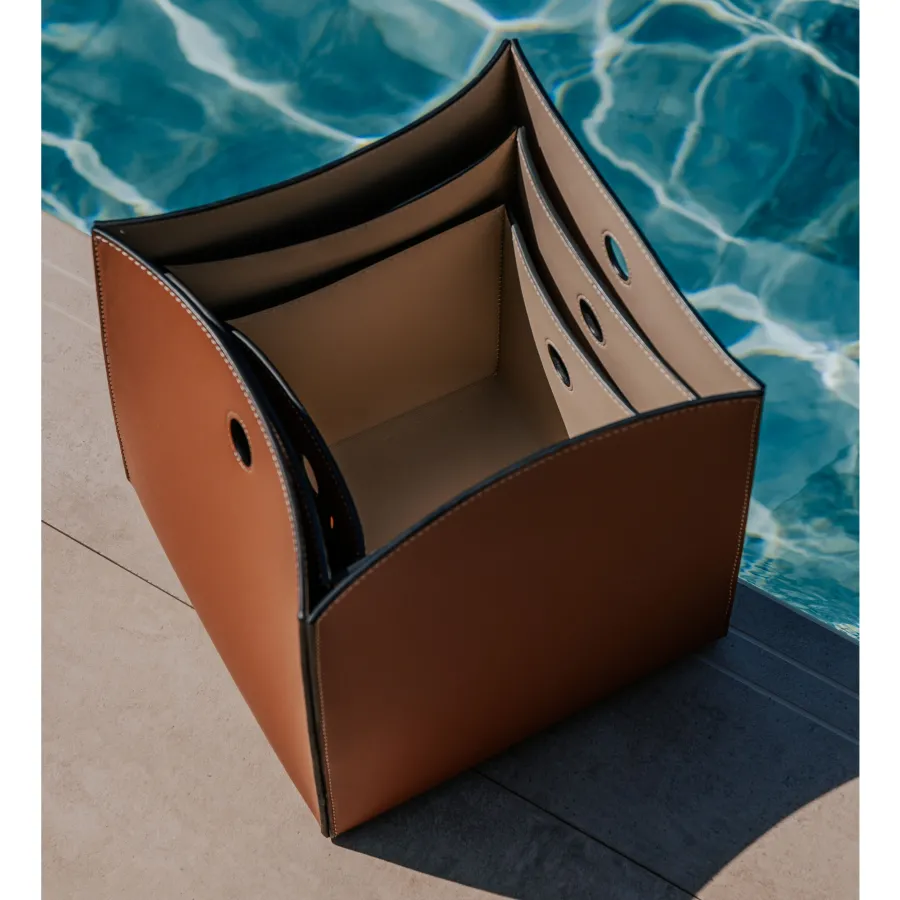 Visual SQUARE SMOOTH LEATHER BASKET
