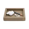 Visual SQUARE  RIGID PIN TRAY COVERED IN GRAINED LEATHER