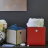 Visual SQUARE SMOOTH LEATHER BASKET